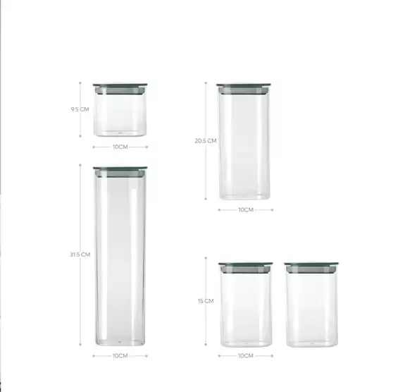 ظرف بانکه شفاف درب سبز - کلیز بدون پایه