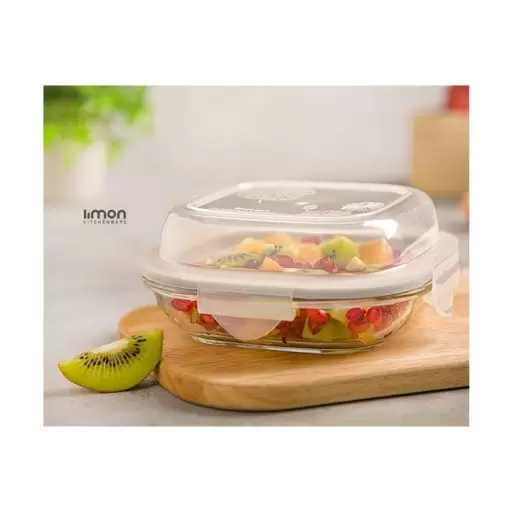 ظرف شیشه ای سرو و نگهداری درب دار - لیمون - 520 میلی لیتر رنگ شفاف