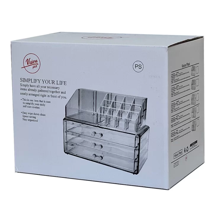 استند آرایشی سه کشو با رویه ساده - ویژن