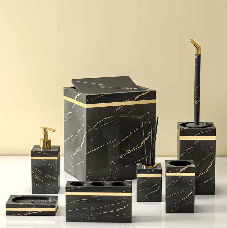 سرویس 7 پارچه مدل رویا ماربل مشکی طلایی - هارمونی