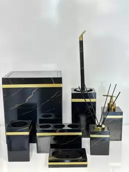 سرویس 7 پارچه مدل رویا ماربل مشکی طلایی - هارمونی