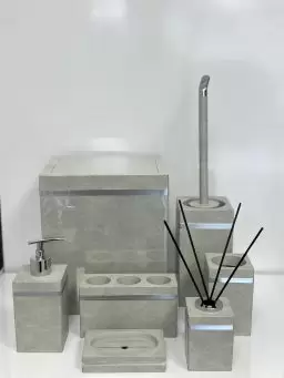 سرویس 7 پارچه مدل رویا طرح بتنی طوسی - هارمونی