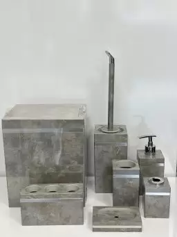 سرویس 7 پارچه مدل رویا بتنی طوسی تیره کروم - هارمونی