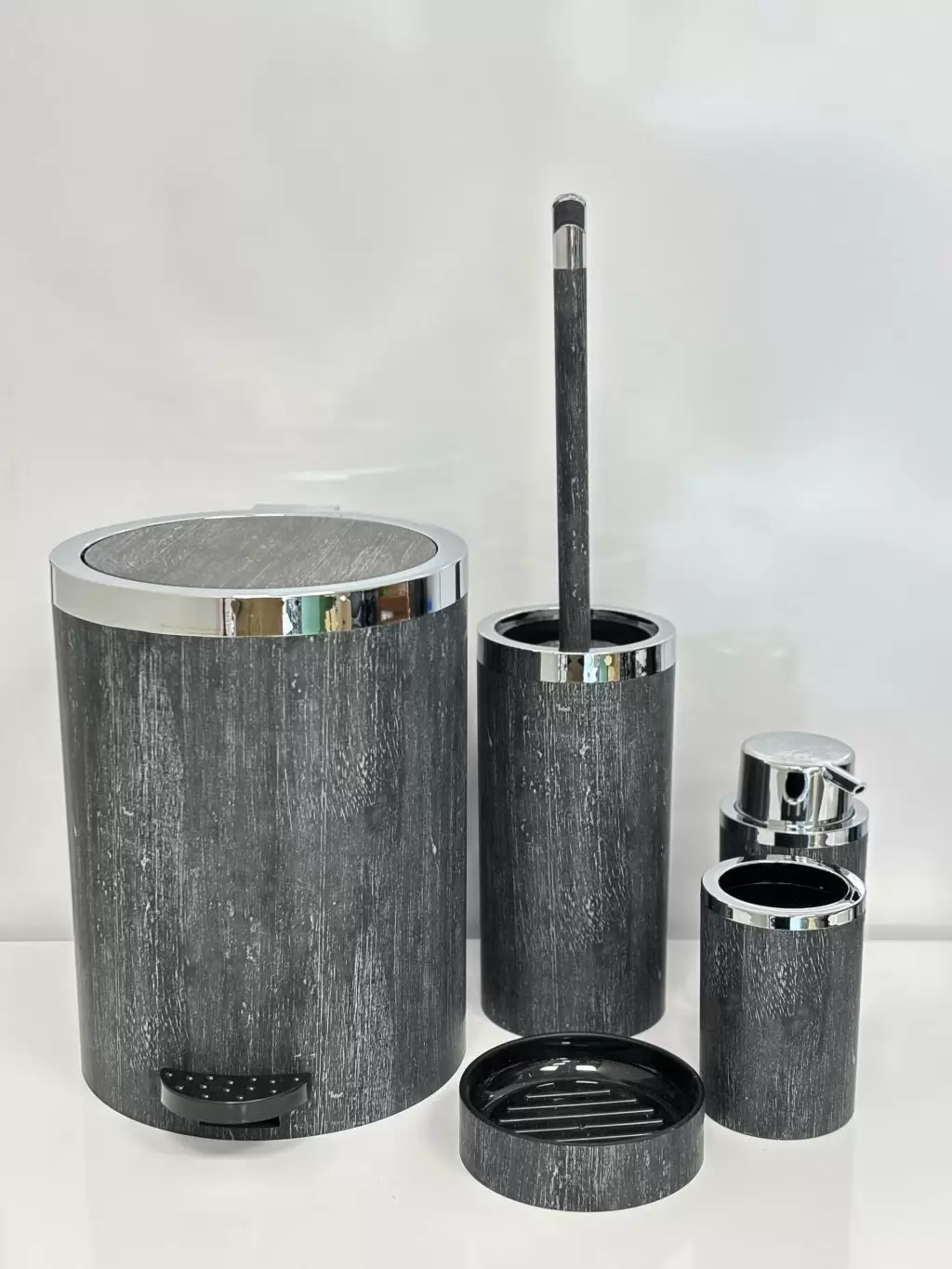 سرویس 5 پارچه روشا طرح چوب مشکی کروم - هارمونی