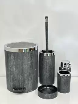 سرویس 5 پارچه روشا طرح چوب مشکی کروم - هارمونی